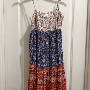 Xhilaration Floral Knit Dress with Red and Blue Accents